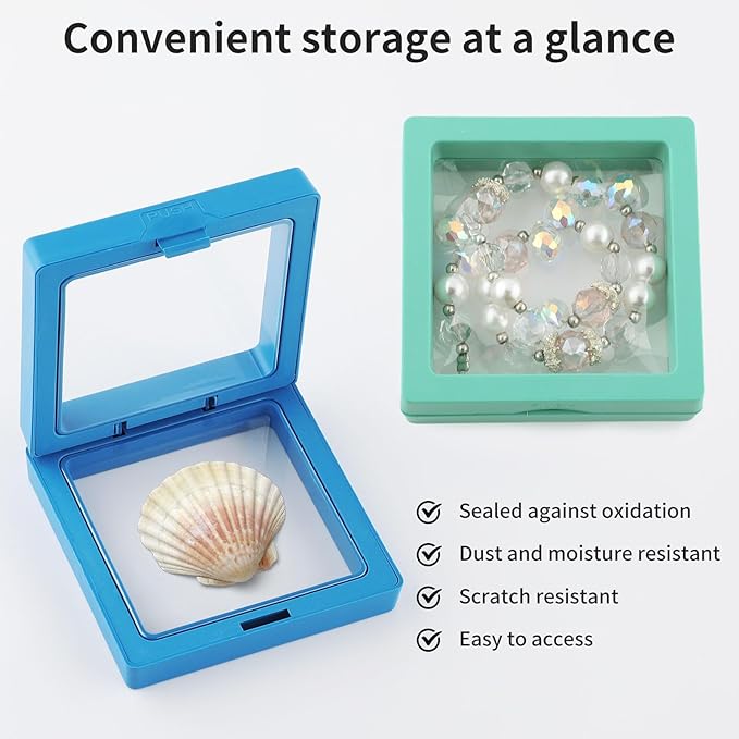 20 Pcs Seashell Holder, 3D Floating Display Box 2.7 x 2.7 Inches, Transparent - Image 5