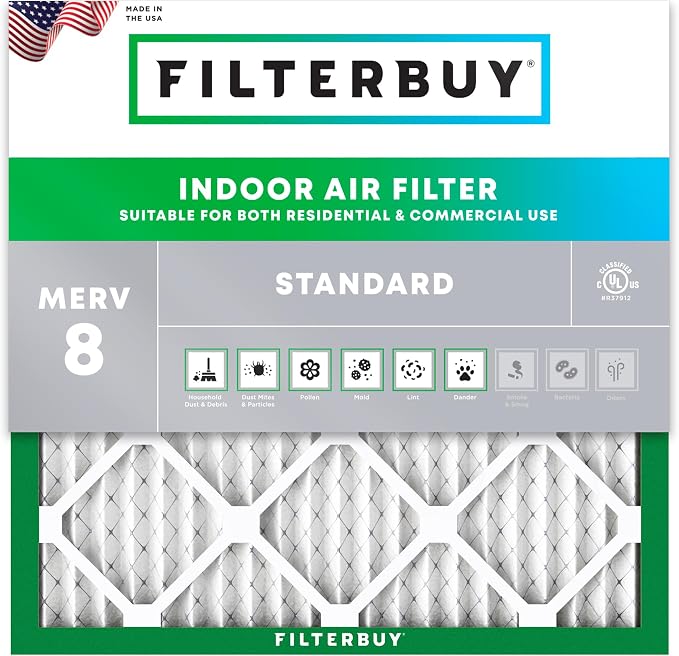 Filterbuy 10x10x1 Air Filter MERV 8 Essential Dust & Allergy Defense, by Filterbuy