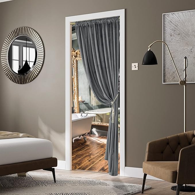 XTMYI Grey Velvet Privacy Room Divider Curtains - Image 8