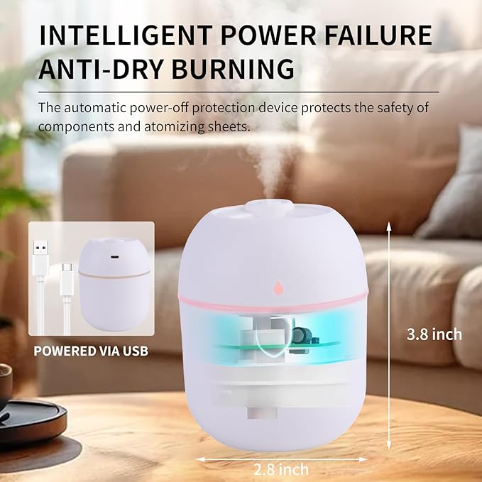Portable Mini Humidifier Small Cool Mist Humidifier Personal Desktop USB - Image 2