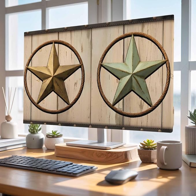 Farmhouse Vintage Brown Western Star Indoor TV Cover, Elastic TV Screen - Image 4