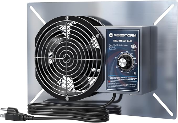 Abestorm 260CFM Crawl Space Ventilation Fan, IP-55 Rated Commercial Stainless by AbestormSolutionsINC