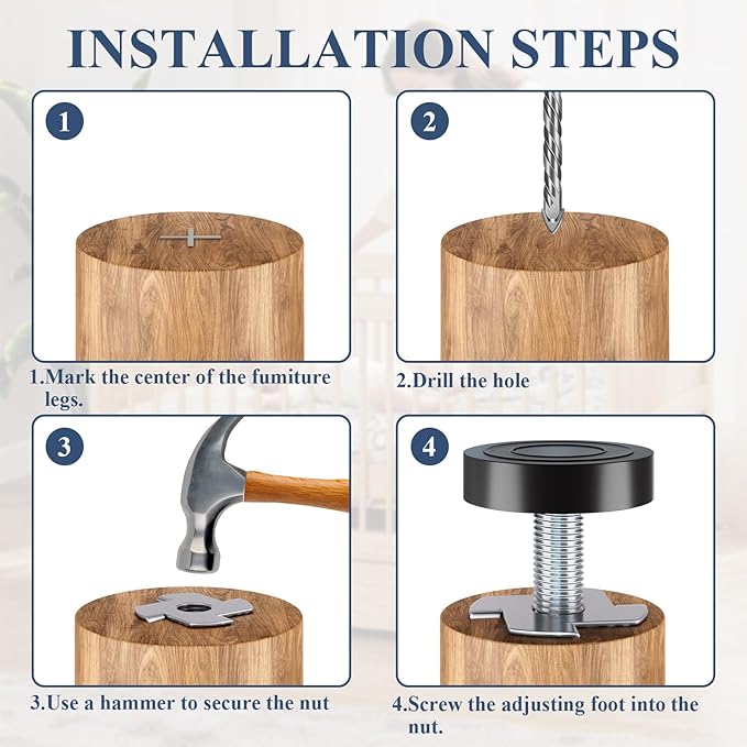Adjustable Leveling Feet: T-Nuts & Floor Protectors, Chairs on - Image 8
