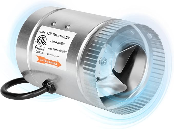 iPower 4 Inch Inline Booster Duct Fan 100 CFM HVAC Exhaust Ventilation Blower by iPower