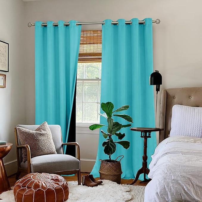 BGment Aqua Blackout Curtains 95 Inches Long 2 Panels Set - Image 2