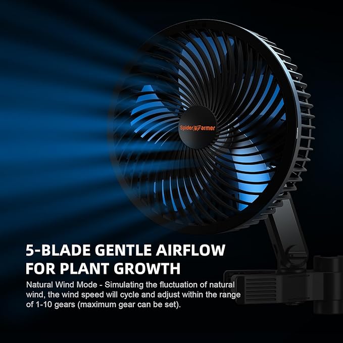 Spider Farmer New Grow Tent Clip Fan 6", EC Motor, Custom 10 Dynamic Wind - Image 5