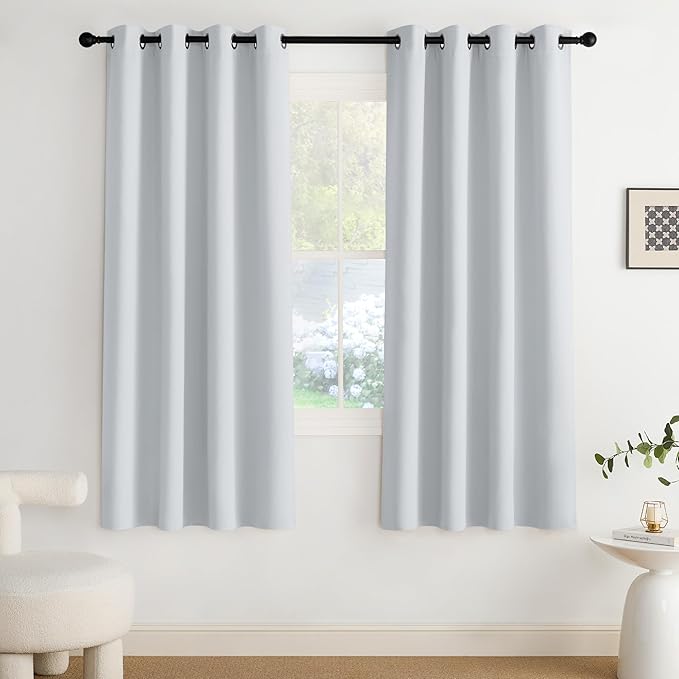 NICETOWN Room Darkening Draperies Curtains Panels, 2 Panels Greyish White W52 x by NICETOWN