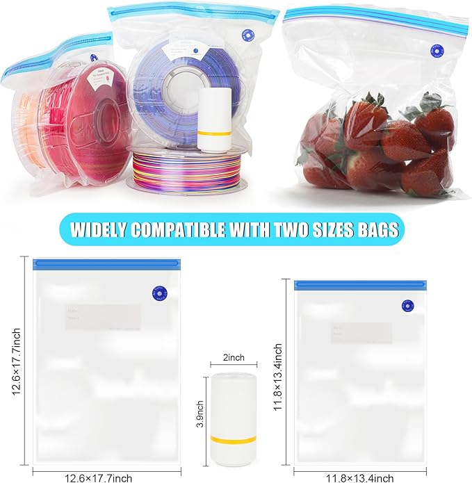 AMOLEN Filament Storage Bags Vacuum Kit, Cleaning Drying Sealed 16 Bags - Image 5