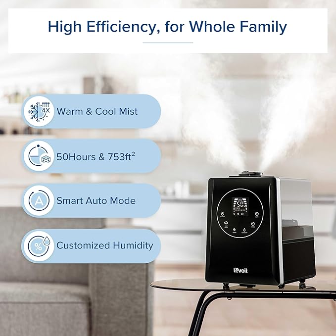 LEVOIT LV600HH 6L Warm and Cool Mist Ultrasonic Humidifier, Rapid Humidification - Image 2