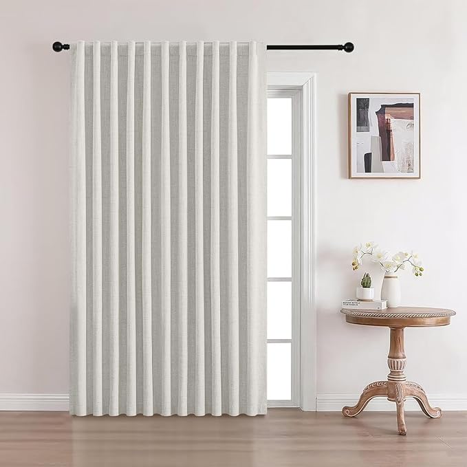 CUCRAF Linen 100% Blackout Curtains 90 Inch Length 2 Panels Set, Back Tab and by CUCRAF
