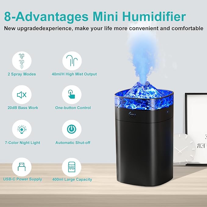 Portable Mini Humidifier, 400ml Small Humidifier - Image 2