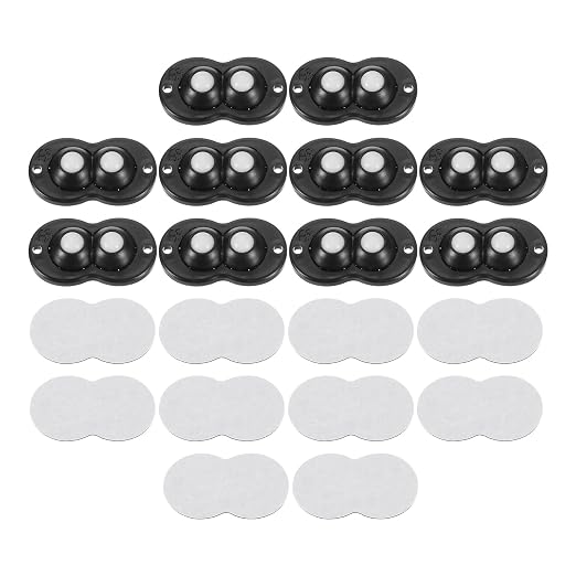 uxcell 10Pcs Mini Self Adhesive Caster Wheels, 2.05" x 1.14" 360° Rotation by uxcell