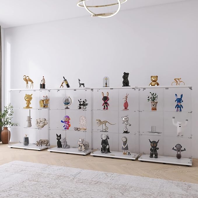 Yoluckea 3 Shelves Glass Display Cabinet - Image 3