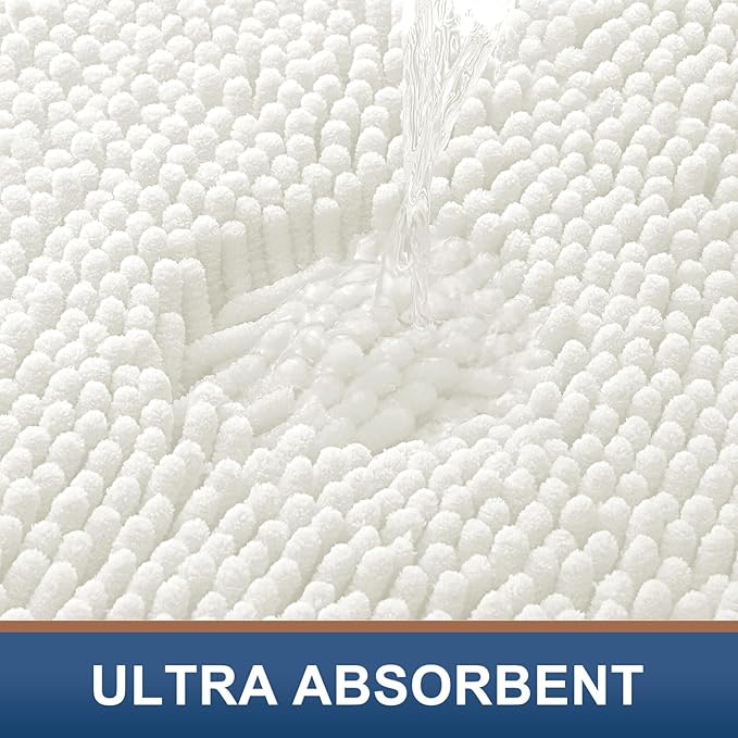 Smiry Luxury Chenille Bathroom Rugs 47x17, Extra Soft and Absorbent Shaggy Bath - Image 4