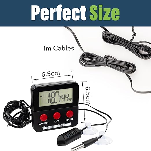 Digital Reptile Thermometer and Humidity Gauge Remote Probes – Terrarium - Image 3