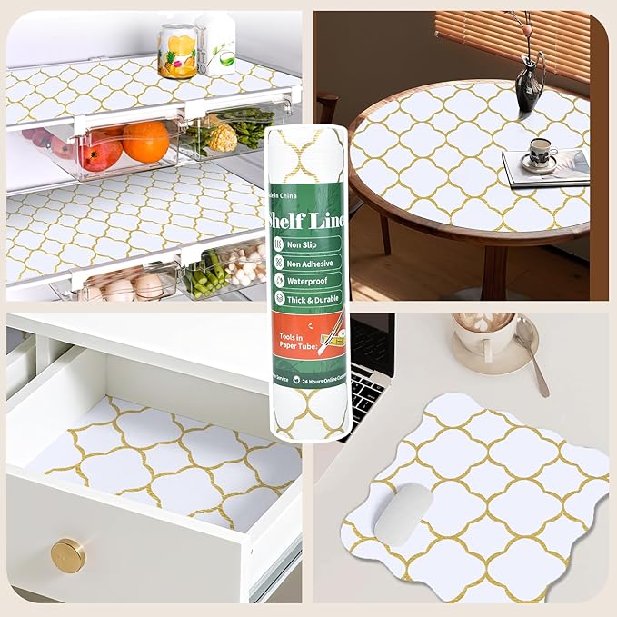 Shelf Liners for Kitchen Cabinets 12in x 30FT Non Adhesive Drawer Liner Gold - Image 9