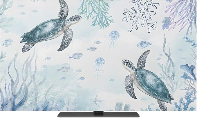 Summer Sea Turtle Fish Coral Indoor TV Cover, Elastic TV Screen Protector - Image 2