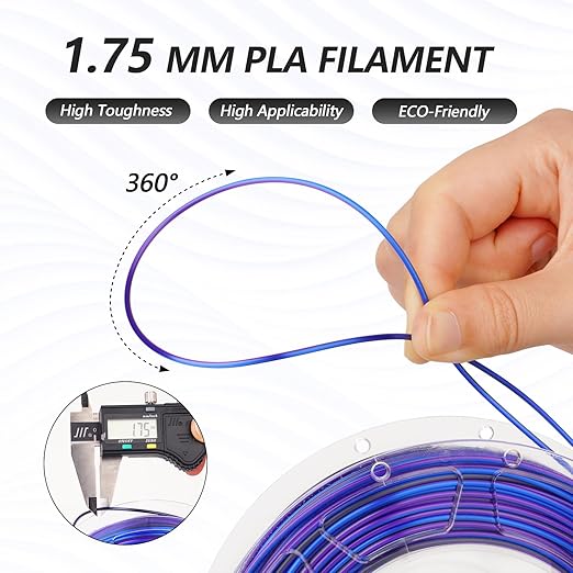 AMOLEN Silk PLA 3D Printer Filament Bundle, Shiny Multicolor Rainbow PLA - Image 4