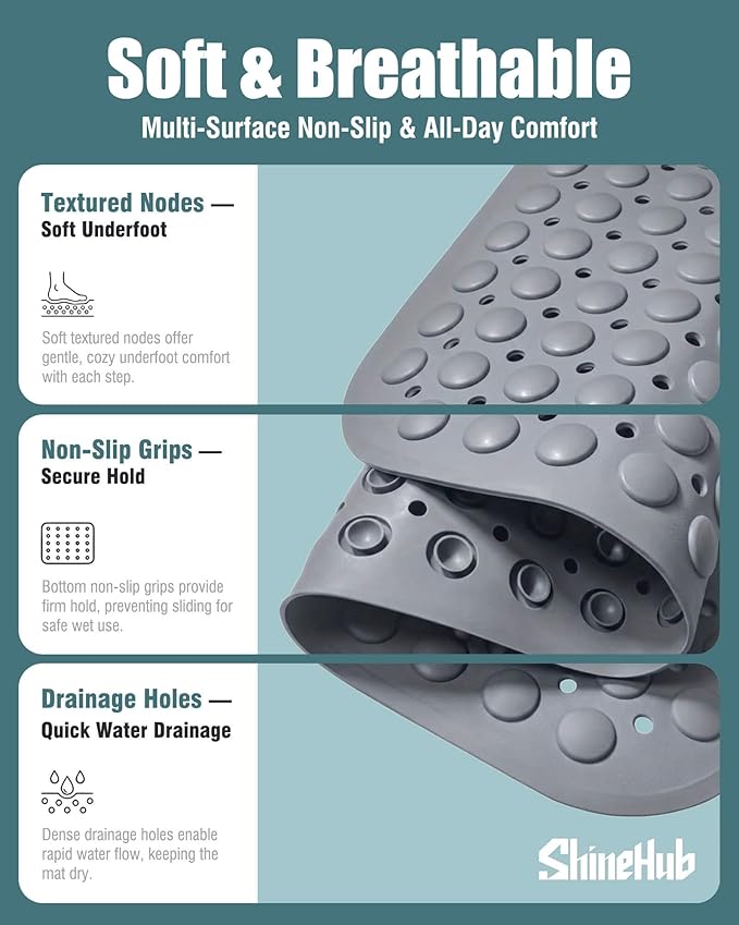 Non-Slip Bath Mat for Tub Shower, TPE Machine Washable Bathroom Essentials - Image 5