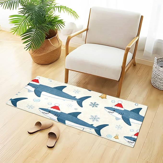Merry Christmas Shark Beige decorative mat - Image 2
