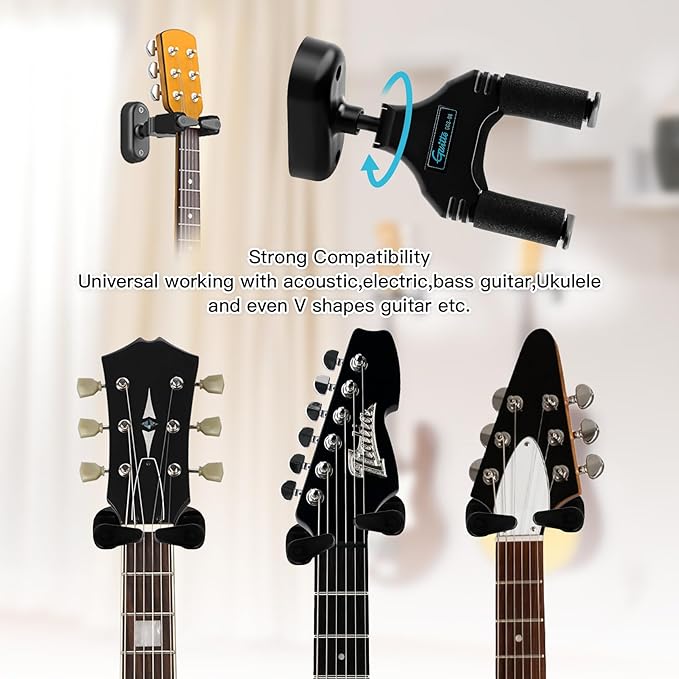 GUITTO Guitar Wall Mount Hanger, Guitar Stand Auto Gravity Lock Guitar Holder - Image 4