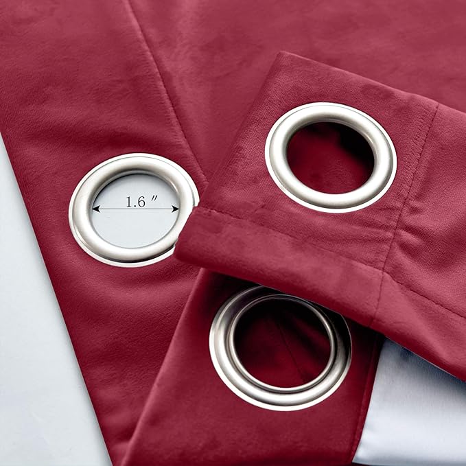 ChadMade Extra Long Blackout Lined Premium Velvet Curtain Burgundy Red 72Wx120L - Image 4