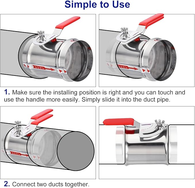 PATIKIL HVAC Duct Manual Volume Backdraft Damper, 8 Inch, Airflow Ducting - Image 5