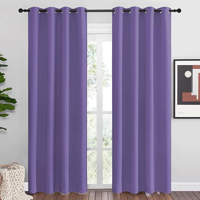 NICETOWN Lilac Purple Blackout Curtains 86" Long, 2 Pieces by NICETOWN