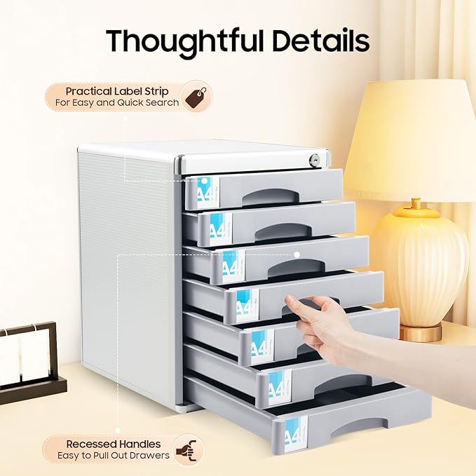 7 Tier Desktop Drawer Organizer, Aluminum Alloy File Organizer, Desktop Drawer - Image 4