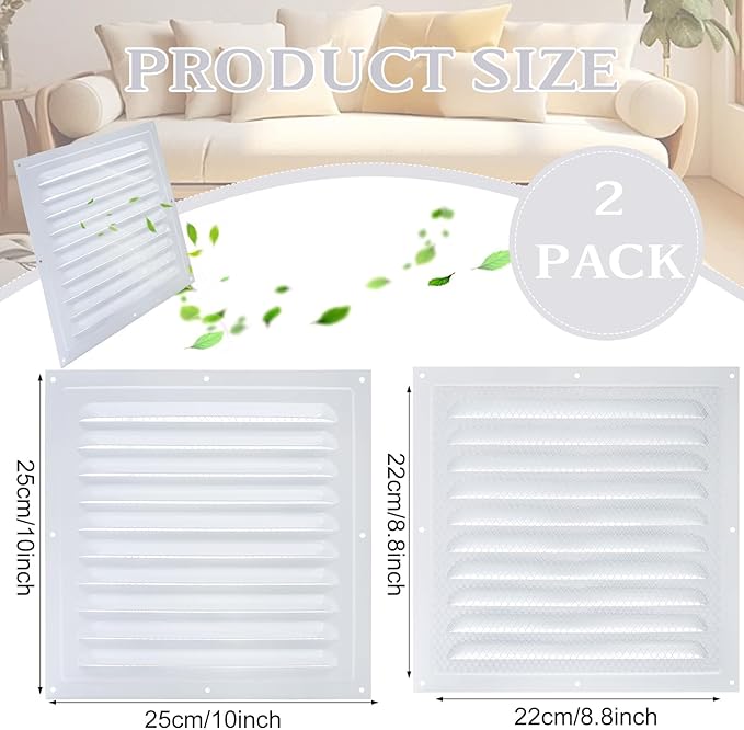 2 Pcs Attic Vent 10" X 10" Shed Vents Metal Gable Vents - Image 2