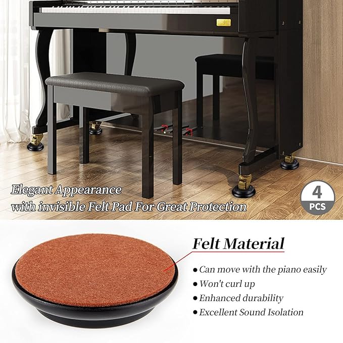 Piano Caster Cups Leg Floor Protectors WOGOD Upright Piano Caster Cups Felt - Image 3