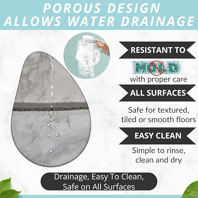 Enkosi Loofah Shower Mat with Drain Hole – Cushioned Anti-Slip Square Bath Mat - Image 4