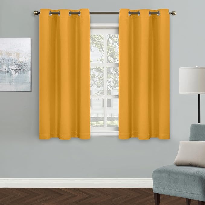 MYSKY HOME Musturd Yellow Blackout Curtain, Grommet Small Room Darkening Curtain by MYSKYHOME