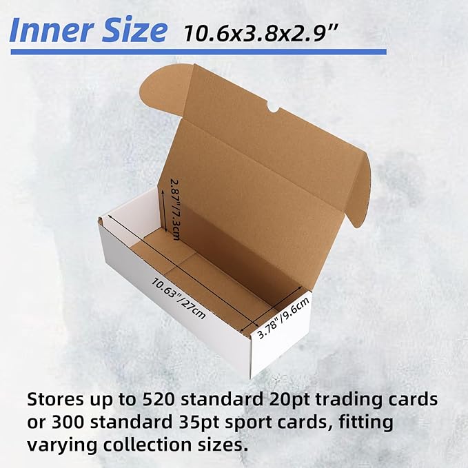 EXYGLO Trading Card Storage Box 25 Pack 520 Count 20pt, 10.6x3.8x2.9 Inch White - Image 3