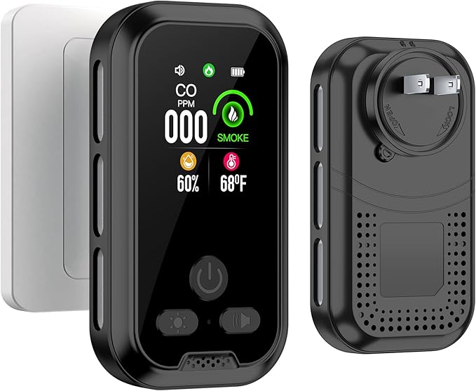 4IN1 Plug in Smoke & Carbon Monoxide Detector Combination Builti-in 2000 mAh by HAKINAKU