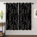 Black Leaves Blackout Curtains 63 Inch Length, Room Darkening Curtains by Unknown