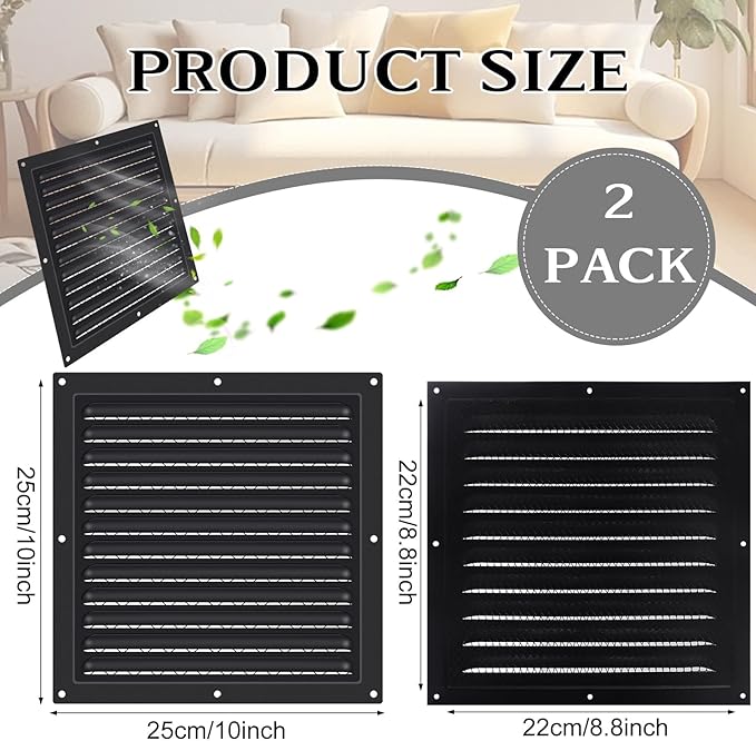 2 Pcs Attic Vent 10" X 10" Shed Vents Metal Gable Vents - Image 3