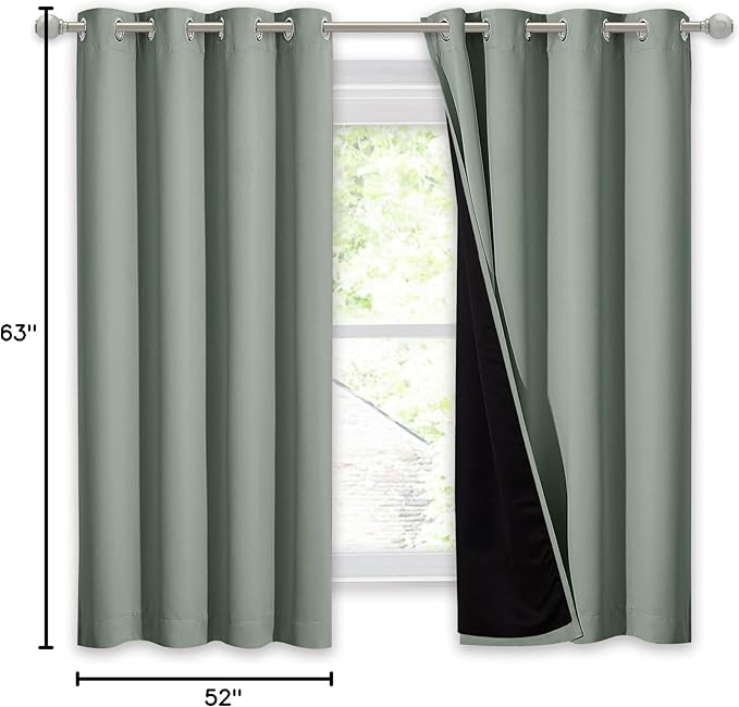 NICETOWN Greyish Green 100% Blackout Lined Curtain, 2 Thick Layers Completely - Image 9