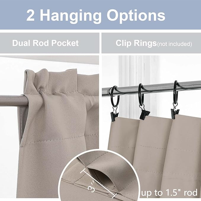 Chyhomenyc Stone Short Blackout Curtains 24 Inch Length, Small Kitchen Curtain - Image 5