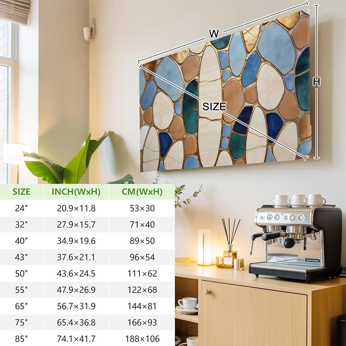 Colorful Stone Pebble Collage Indoor TV Cover, Elastic TV Screen Protector - Image 4