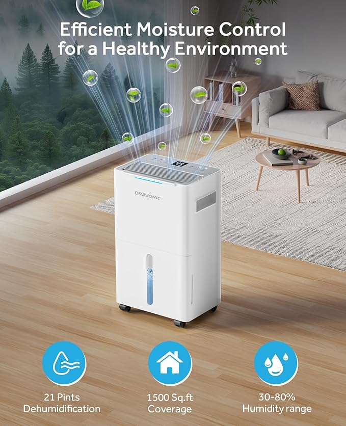 Dehumidifiers for Home with Drain Hose, Smart Humidity Control, 3 Modes for - Image 2
