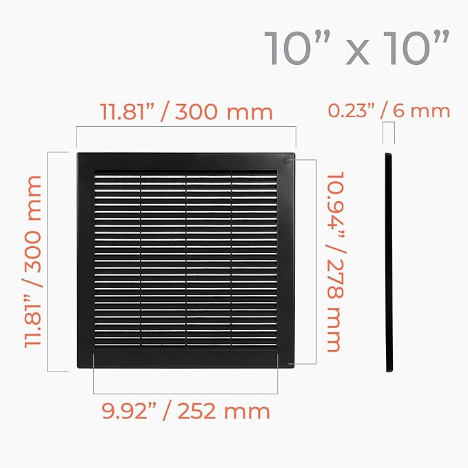 2-Pack 12" x 12" Square Air Vent Cover – Black Plastic Vent Deflector - Image 4