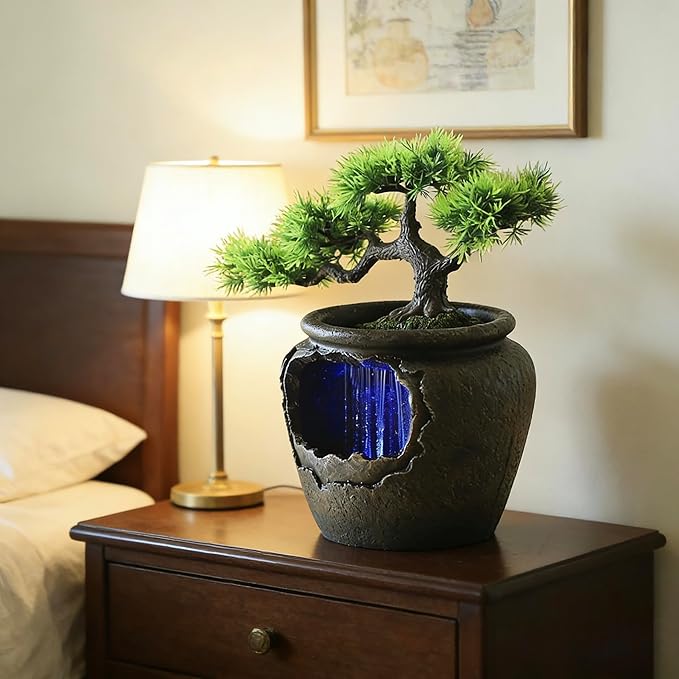 12Inch Fake Bonsai Tree Small Waterfall Fountain Indoor Tabletop Decoration - Image 5
