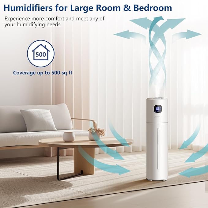 Large Humidifiers for Bedroom, 9L/2.5Gal Ultrasonic Cool Mist, Top Fill Easy - Image 4