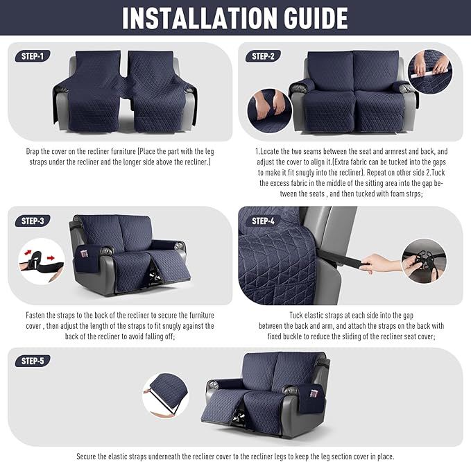 TAOCOCO 100% Waterproof Recliner Cover, Non-Slip Washable Reclining Couch Cover - Image 7