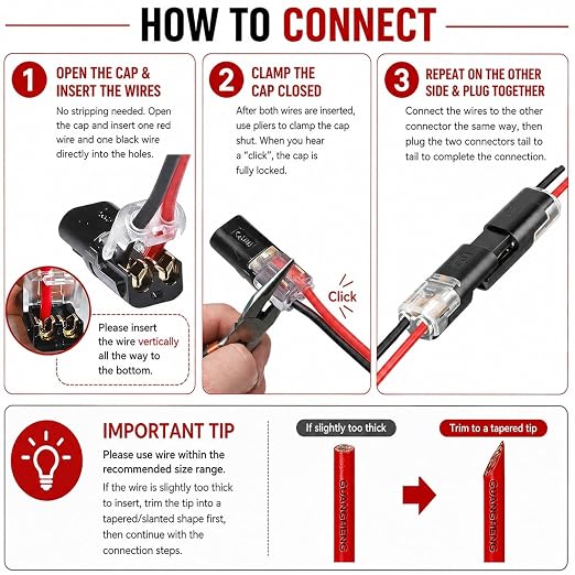 30Pcs Standard Quick Connect Wire Connectors – No Stripping Double Wire Plug in - Image 8