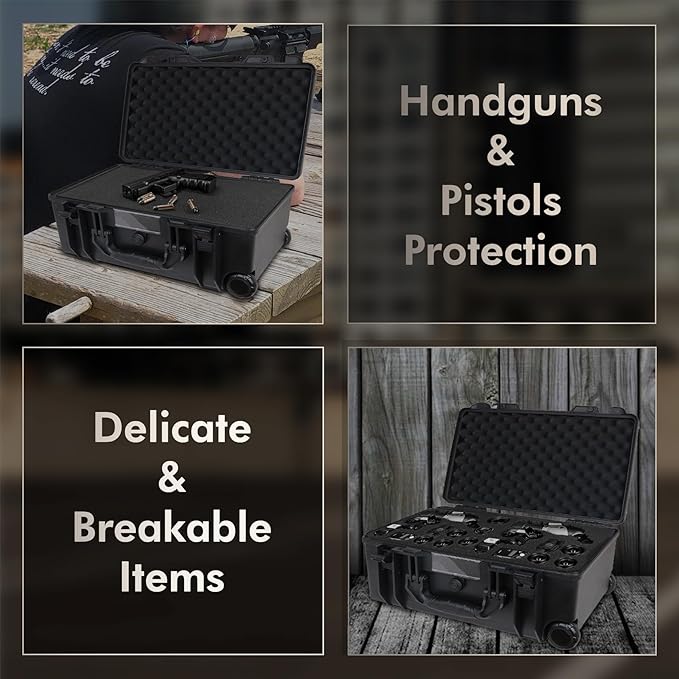 Camera Hard Case Dry Box With Foam & Stretchable Handle With Wheels | Gun Safe - Image 7