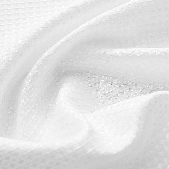 Home Queen White Waffle Bathroom Window Curtains, Water Repellent Rod Pocket - Image 9