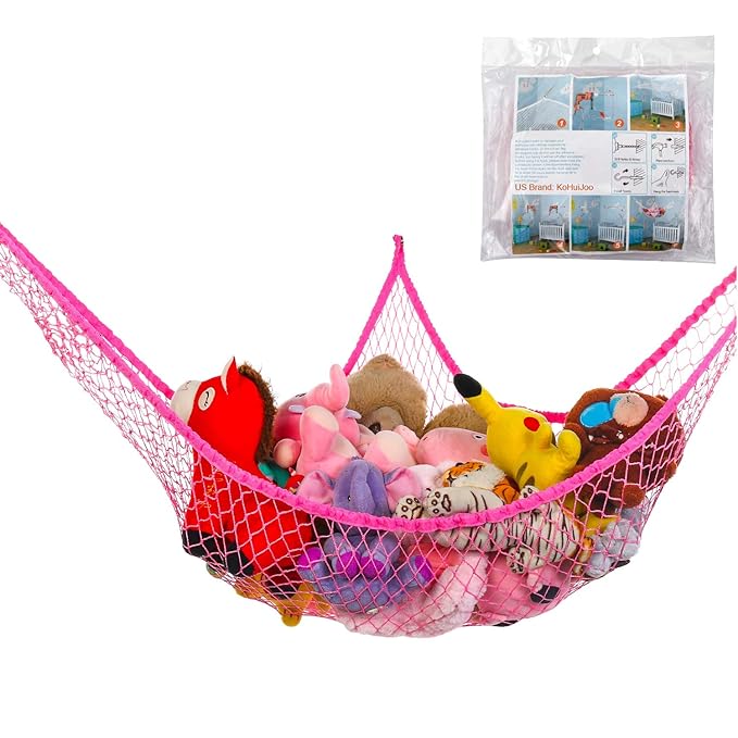 Toy Hammock, Stuffed Animals Hammock, Jumbo Toy Storage Net 83" Wall Sling by KOHUIJOO