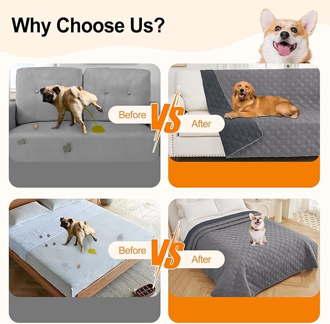 Smiry Waterproof Dog Blanket, 68x82 Inch Soft Pet Bed Cover Reversible - Image 5